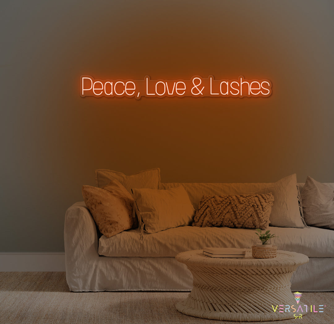 Peace, Love & Lashes Neon Sign