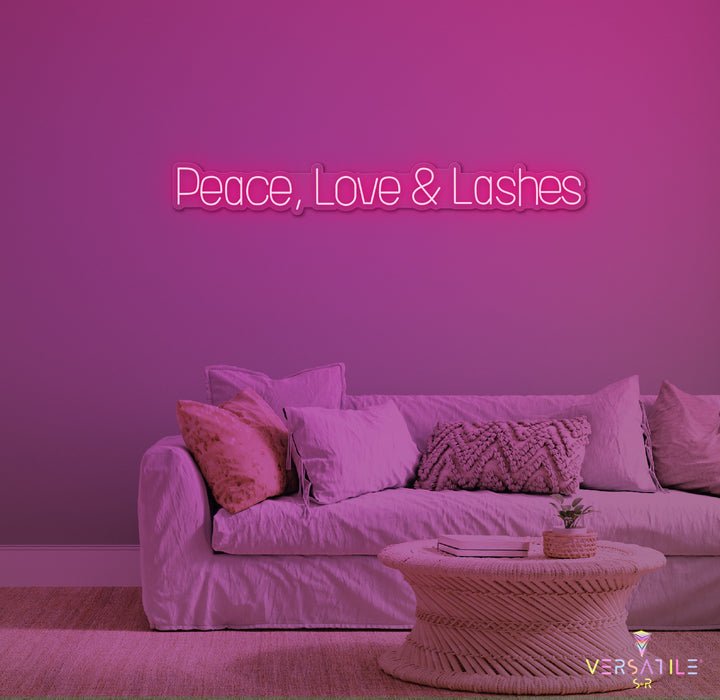 Peace, Love & Lashes Neon Sign
