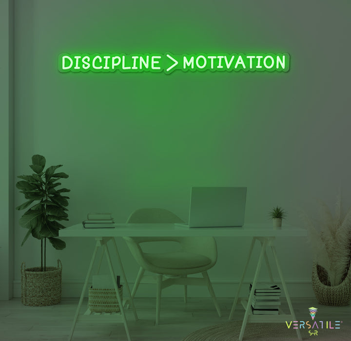 Discipline > Motivation Neon Sign
