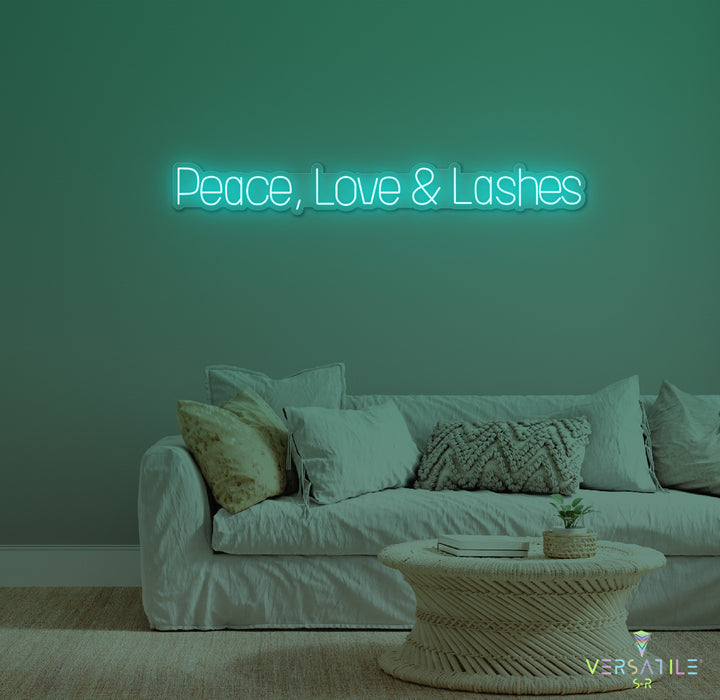 Peace, Love & Lashes Neon Sign