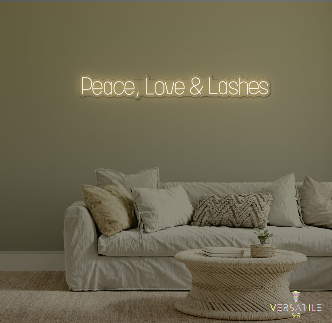 Peace, Love & Lashes Neon Sign