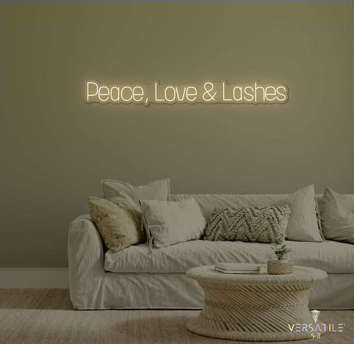Peace, Love & Lashes Neon Sign