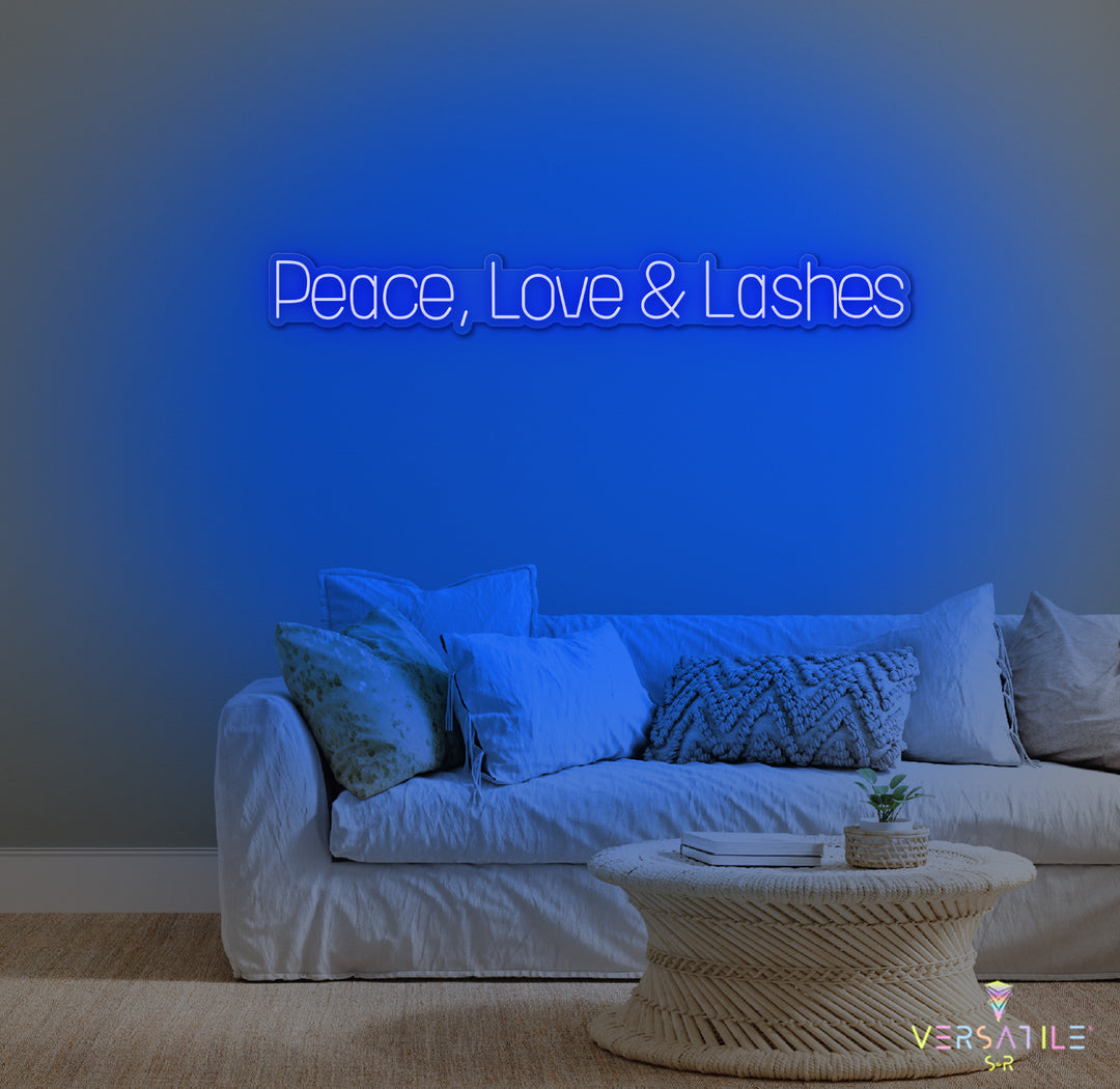 Peace, Love & Lashes Neon Sign