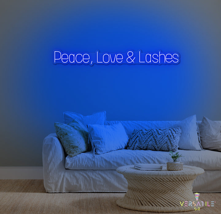 Peace, Love & Lashes Neon Sign