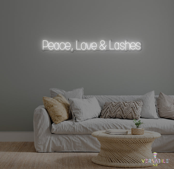 Peace, Love & Lashes Neon Sign