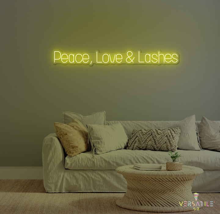 Peace, Love & Lashes Neon Sign