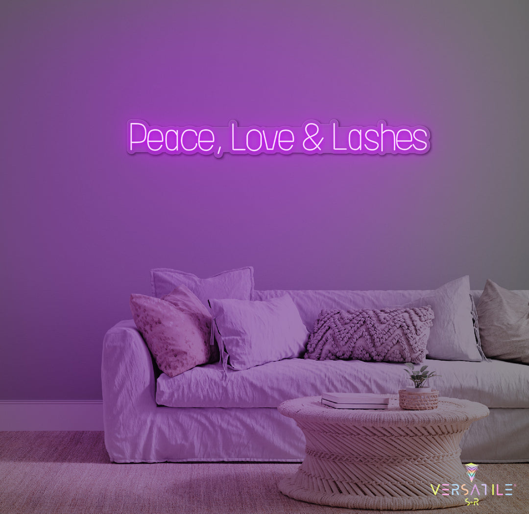 Peace, Love & Lashes Neon Sign