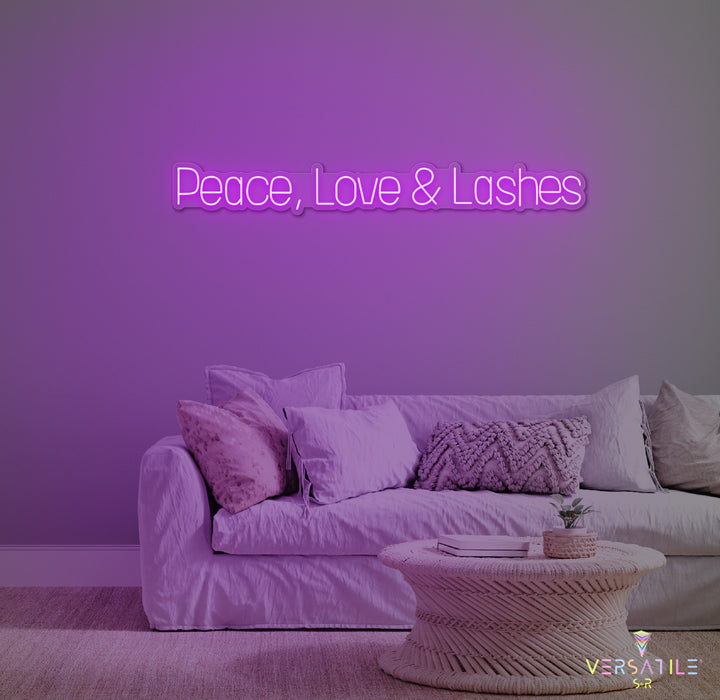 Peace, Love & Lashes Neon Sign