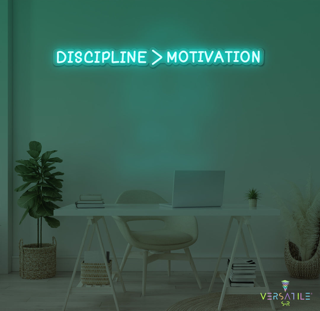 Discipline > Motivation Neon Sign