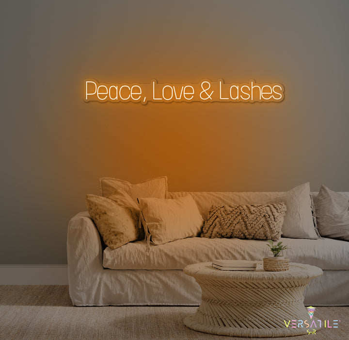 Peace, Love & Lashes Neon Sign