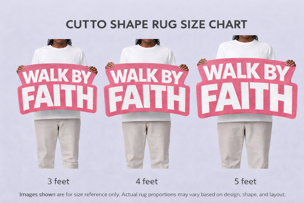 Cut-to-shape rug size comparison