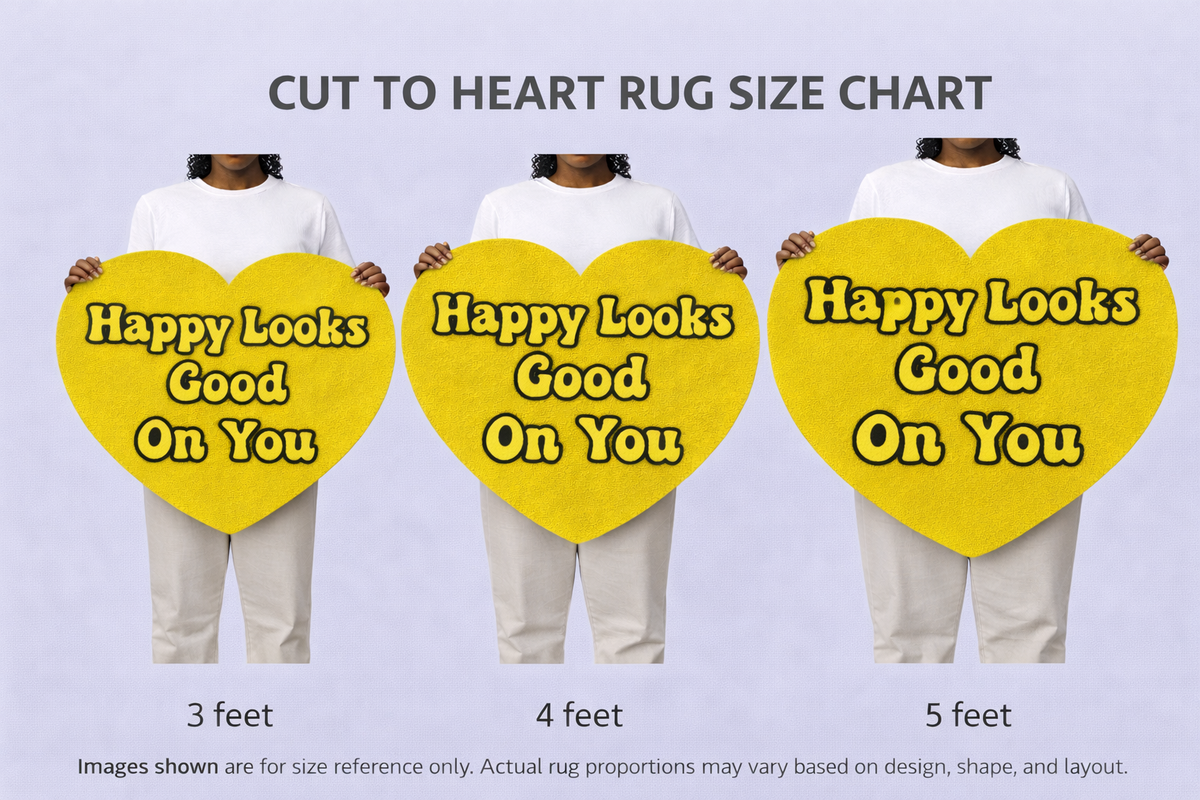 Heart rug size comparison