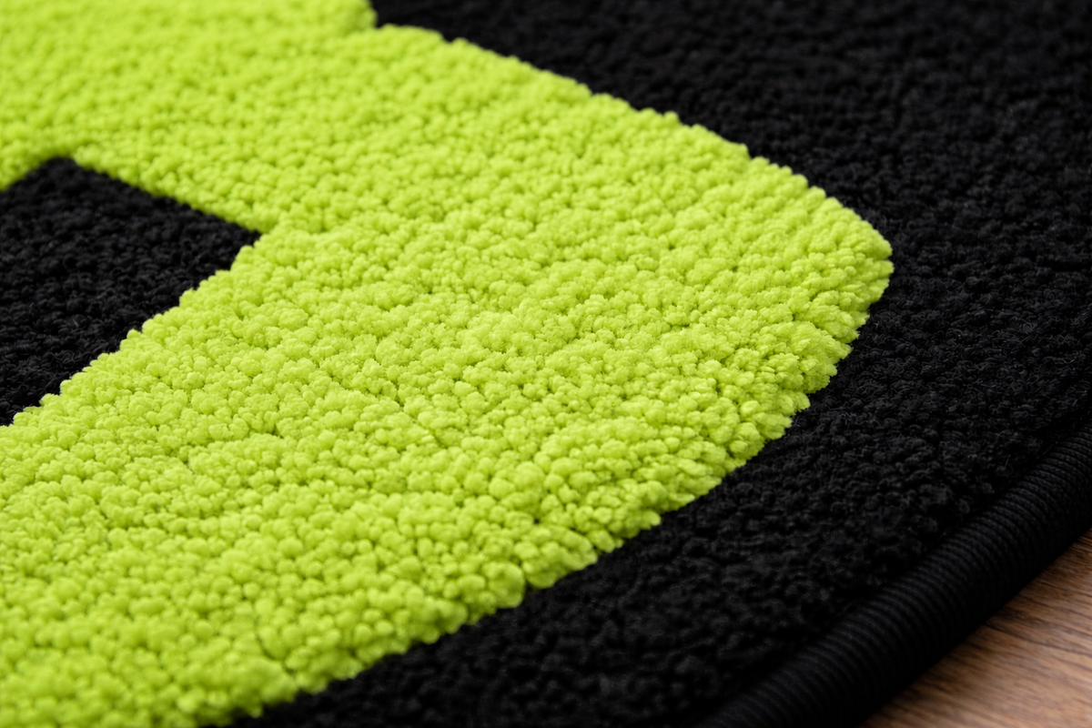 Close-up texture of a hand-tufted rug