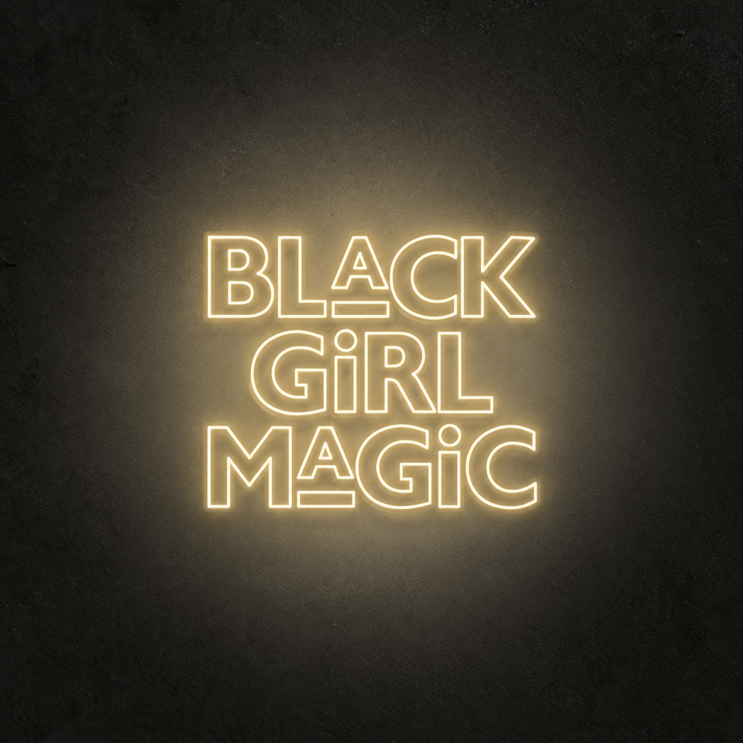 Black Girl Magic LED neon sign in warm white